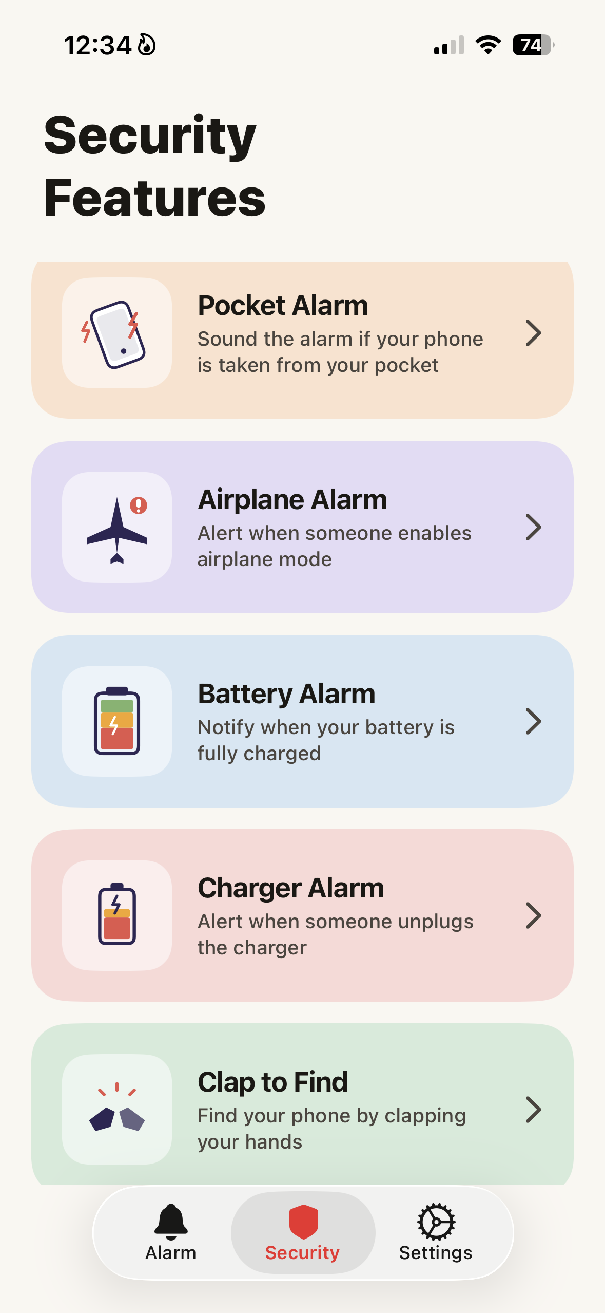 Security features list